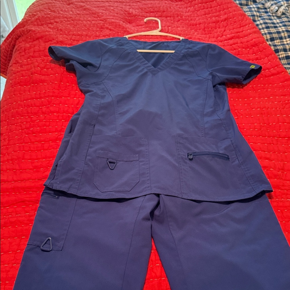 Med Couture Blue Scrub Set- Both top and bottom are size small.